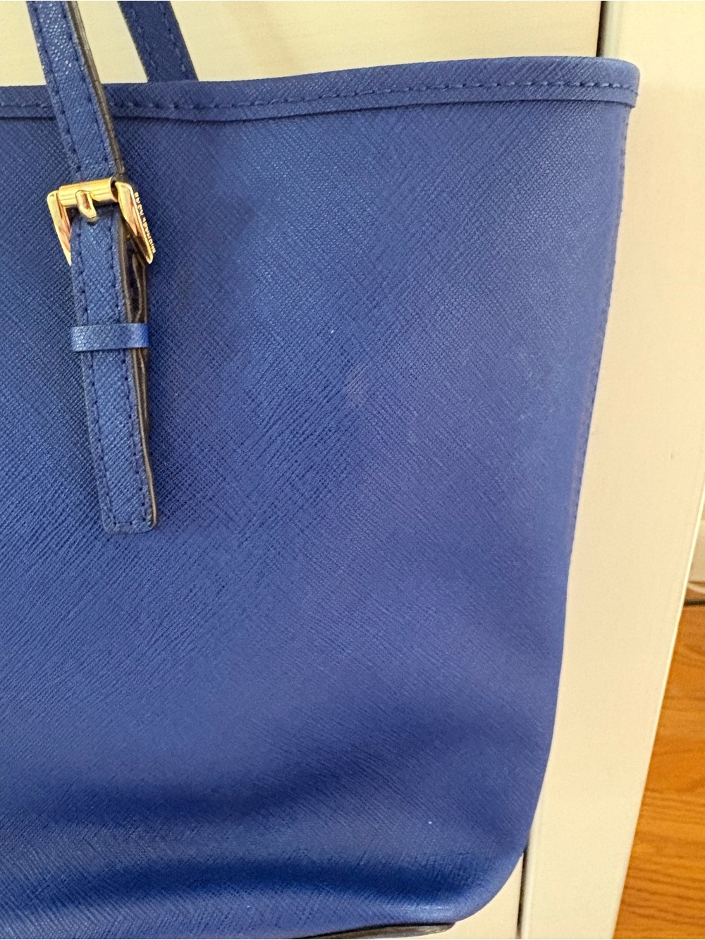 Michael Kors Royal Blue Saffiano Leather Tote with Gold Accents - Picture 4 of 4
